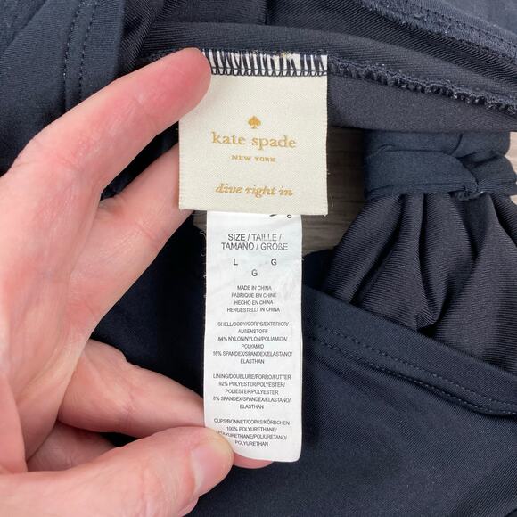 Kate Spade Black Scalloped Bandeau One Piece Swimsuit Sz.L - Picture 9 of 14